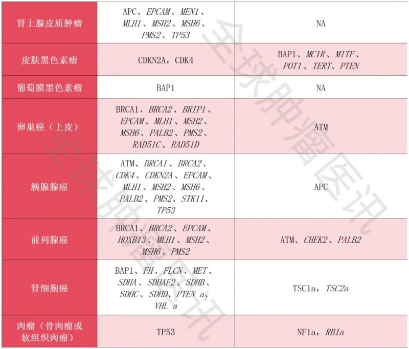 癌症基因检测靶点