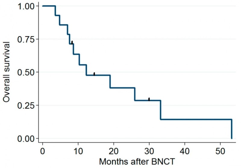 BNCT+IG-IMRT联合疗法治疗头颈癌的1年总生存率