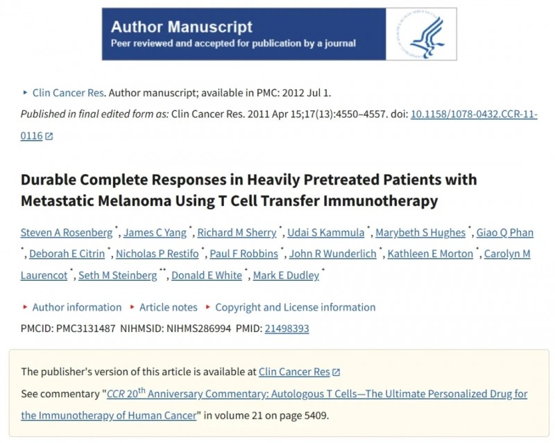 TIL疗法创造生存奇迹,晚期患者迎来持久完全缓解,5年生存率高达93%