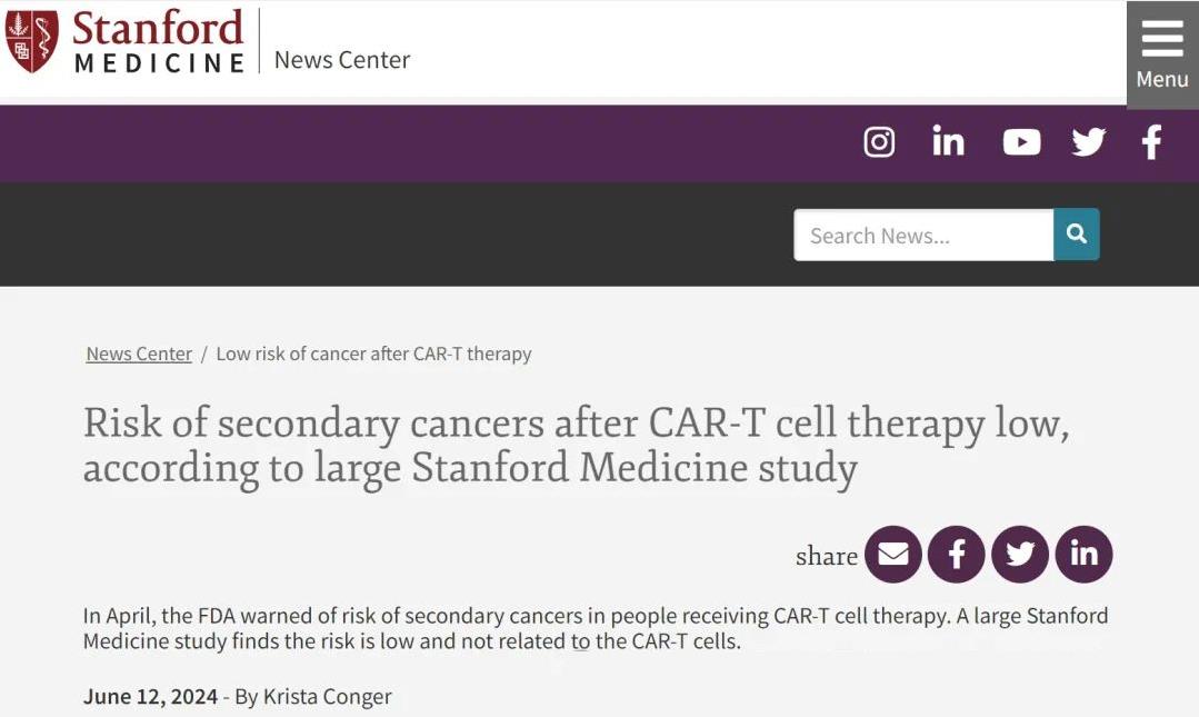 疾病控制率达91.3%!斯坦福大学证实CAR-T安全有效,暴击前列腺癌、肝癌、结