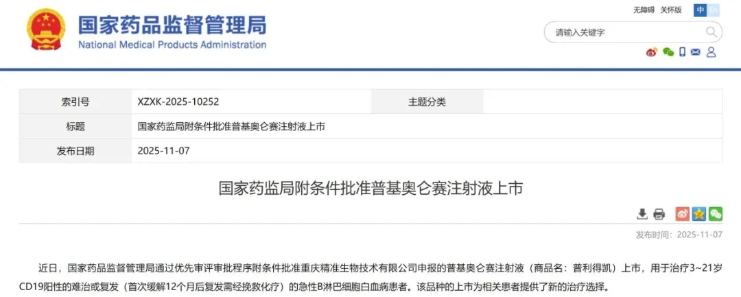 准普基奥仑赛获批上市 准普基奥仑赛获批上市