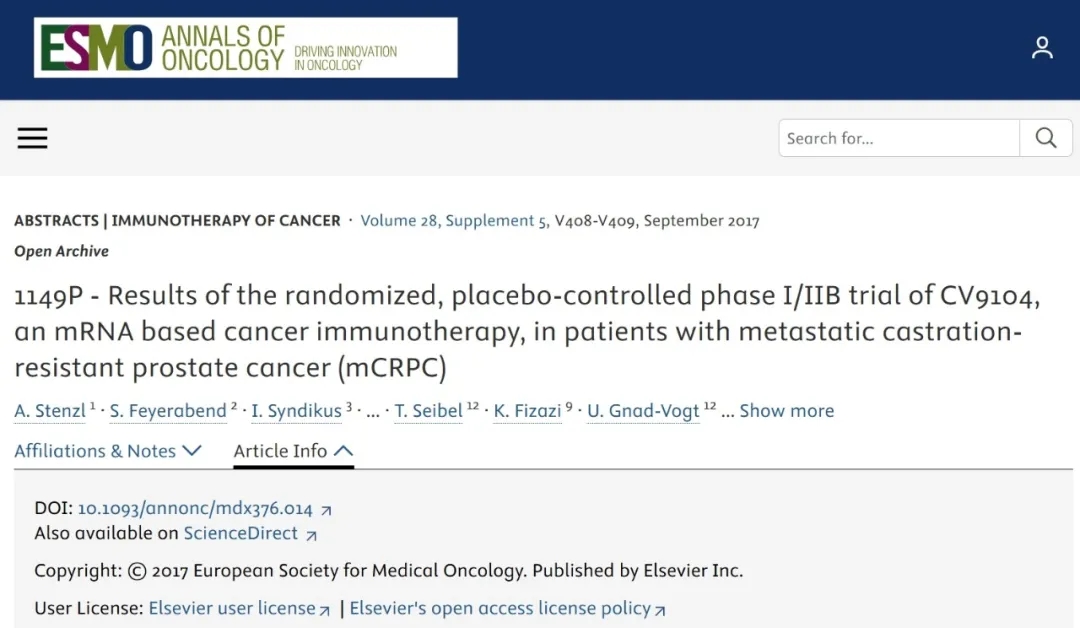 mRNA疫苗再传捷报!CV9104助力晚期患者,生存期突破35个月再创新高